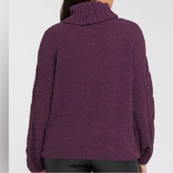 Seven7 Chenille Purple Cable Knit Cowl Neck Sweater | Women's XL - Picture 2 of 7